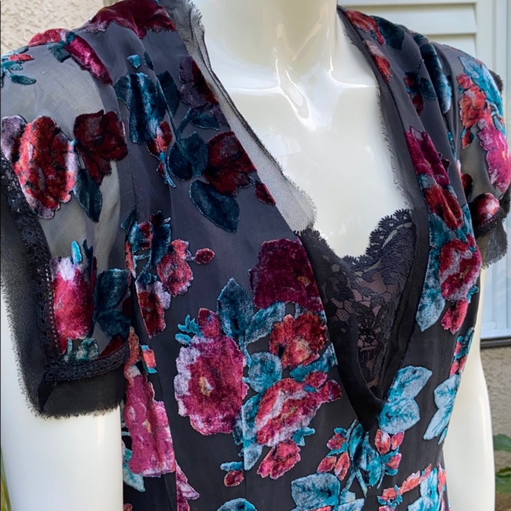 Vintage velvet silk Nanette Lepore belle floral dress gown $648 Y2K luxe - Picture 10 of 17